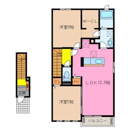 在良駅 徒歩3分 2階の物件間取画像